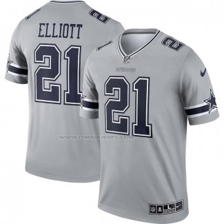 Maglia NFL Legend Dallas Cowboys Ezekiel Elliott Inverted Legend Grigio